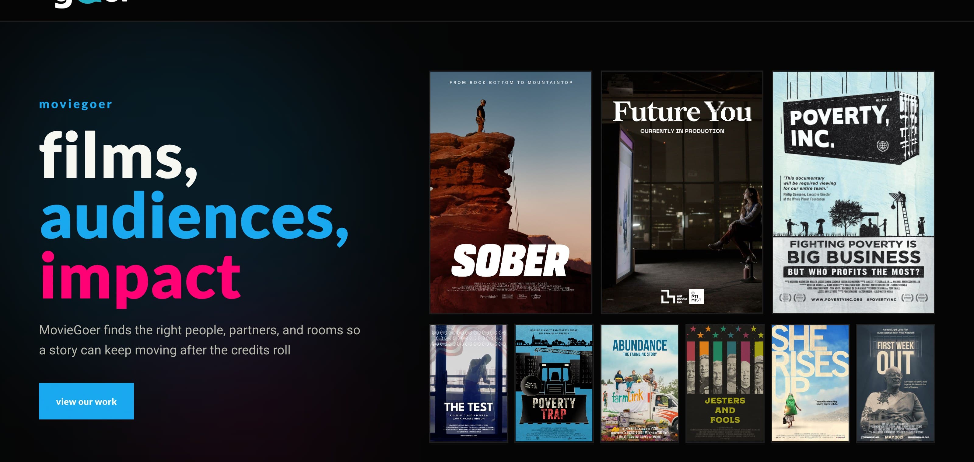Movie Goer film fund homepage